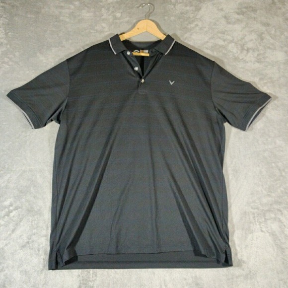 Callaway Shirt Mens XL Black Striped Polo Short Sleeve Opti-Dri Golf - Picture 1 of 7